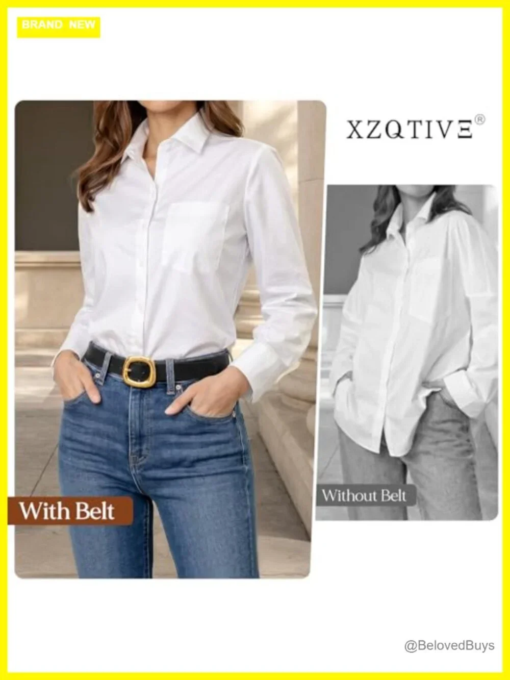Women's Faux Leather Belt with Gold Buckle Adjustable